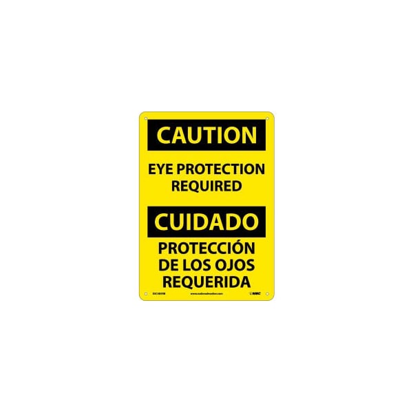 National Marker Co Bilingual Plastic Sign - Caution Eye Protection Required ESC485RB - main